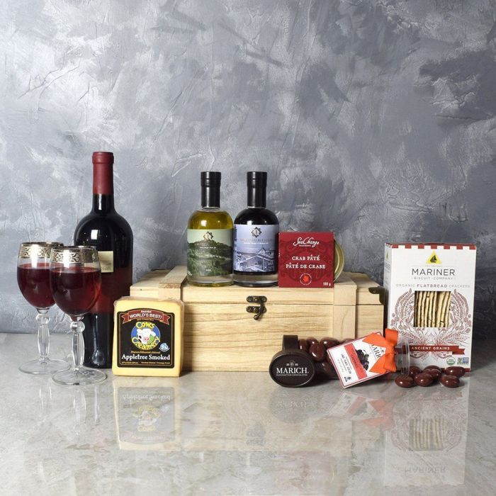 Deluxe Wine &amp; Cheese Snack Crate from  New York Baskets - New York Delivery