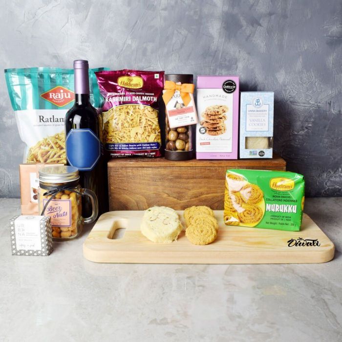 Diwali Wine & Savoury Delights Gift Board from  New York City Baskets - New York City Delivery