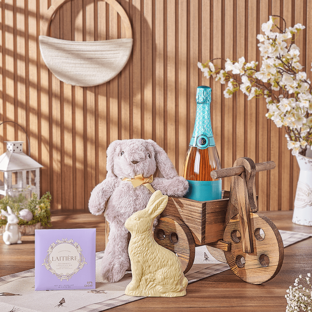 Sparkling Bunny Charm Easter Gift Cart A wonderful way to raise a glass, loved ones near and far are sure to enjoy this adorable gift set, New York City delivery