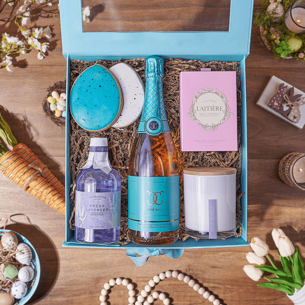 A Lavender Escape Champagne Easter Gift, spa gift, spa, champagne gift, champagne, sparkling wine gift, sparkling wine, New York City delivery