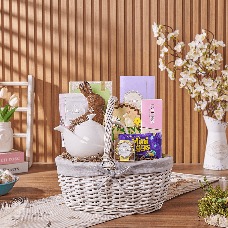 Afternoon Tea Easter Gift Basket, tea gift, tea, chocolate gift, chocolate, easter gift, easter, easter basket, New York City delivery