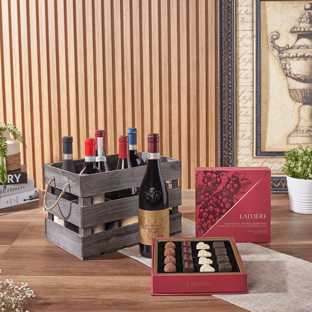 Table Wine and Truffles Crate – how the gift is presented