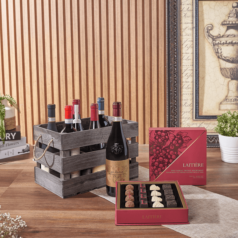 Exceptional Wine Gift Crate - Table Wines, wine gift, wine, chocolate gift, chocolate, luxury gift, luxury, New York City delivery