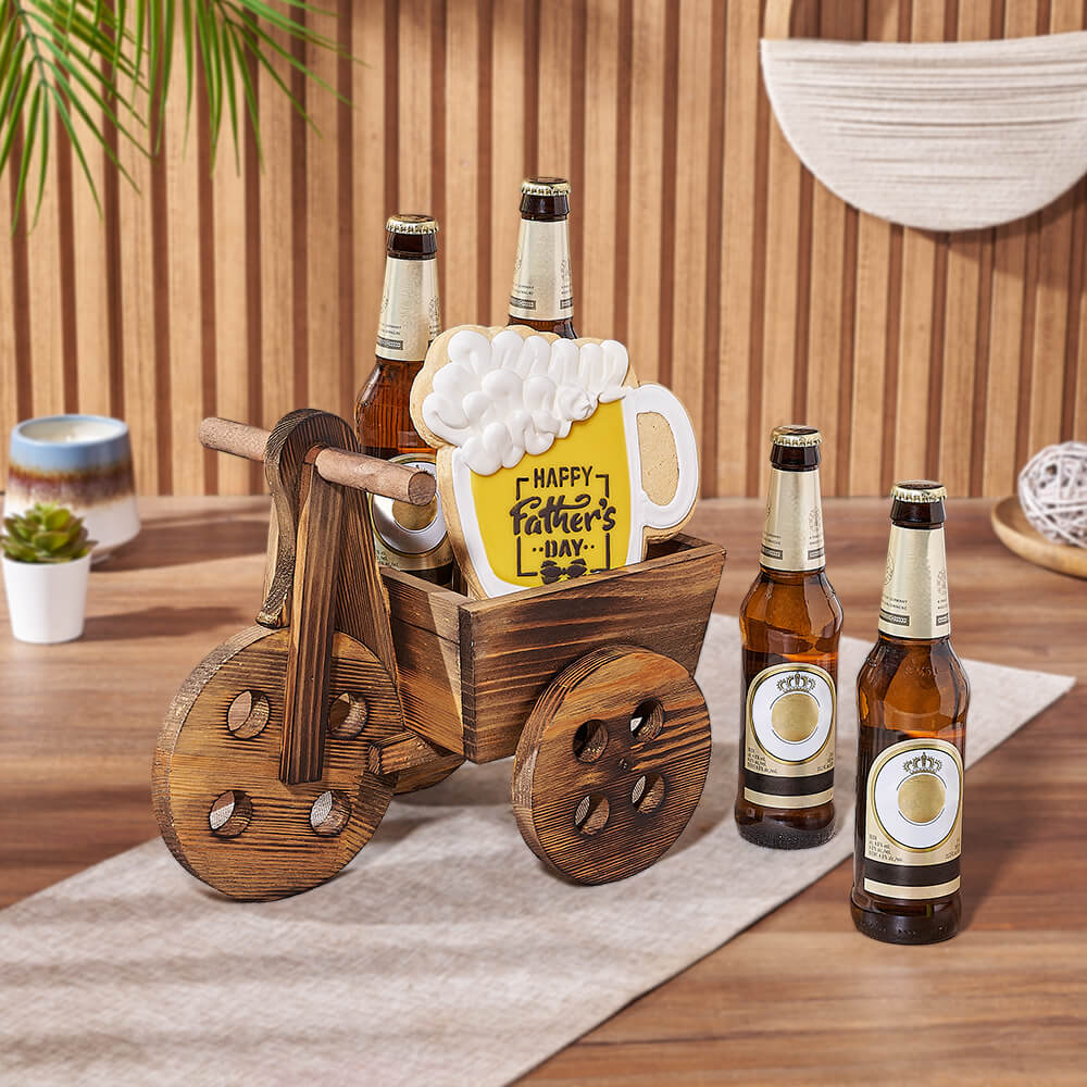 Father's Day Cheers on Wheels Beer Basket, beer gift, beer, fathers day gift, fathers day, cookie gift, cookie, New York City delivery