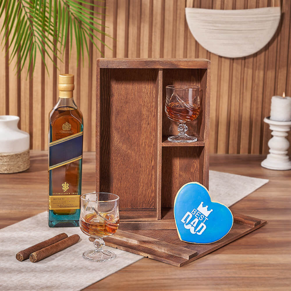 Father's Day High Spirits Gift Box, liquor gift, liquor, cookie gift, cookie, cigar gift, cigar, fathers day gift, fathers day, New York City delivery
