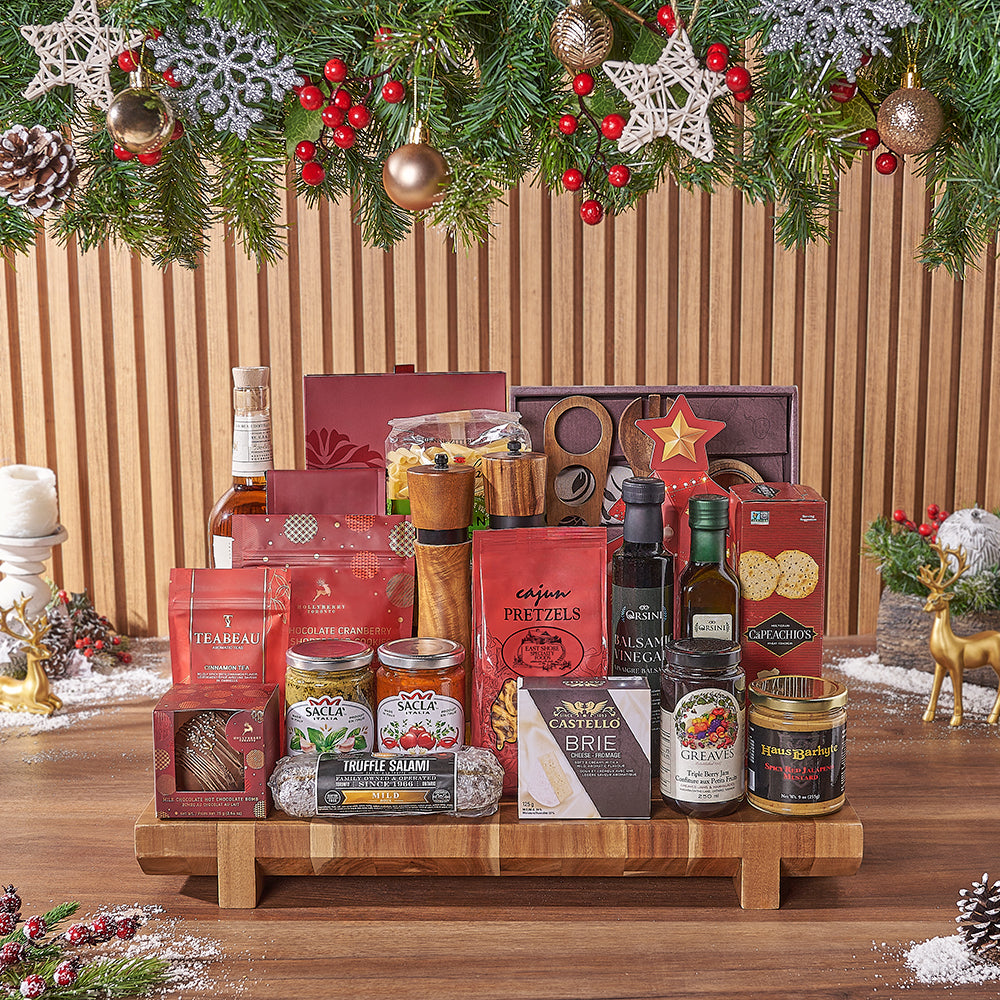 The Whiskey &amp; Savoury Holiday Gift Basket from New York City Baskets - Liquor Gift Basket - New York City Delivery