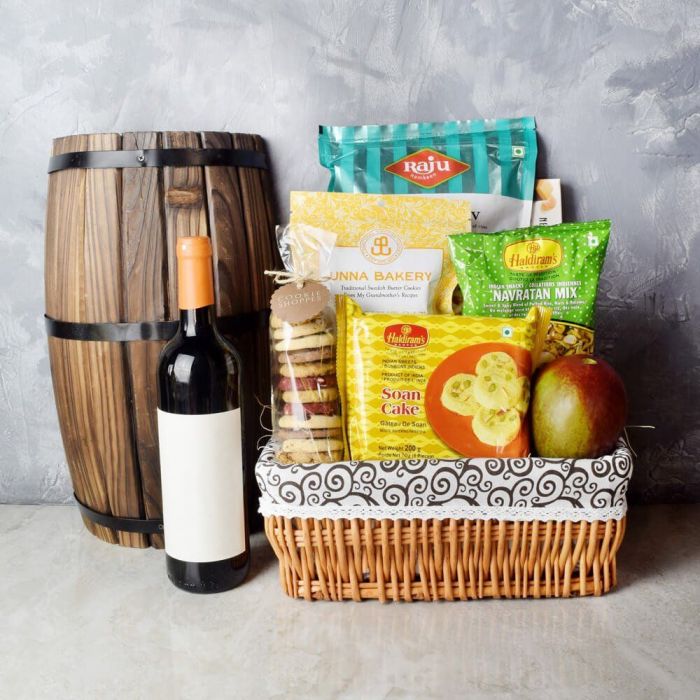 Flavors Of Diwali Gift Basket With Wine from New York City Baskets - New York City Delivery