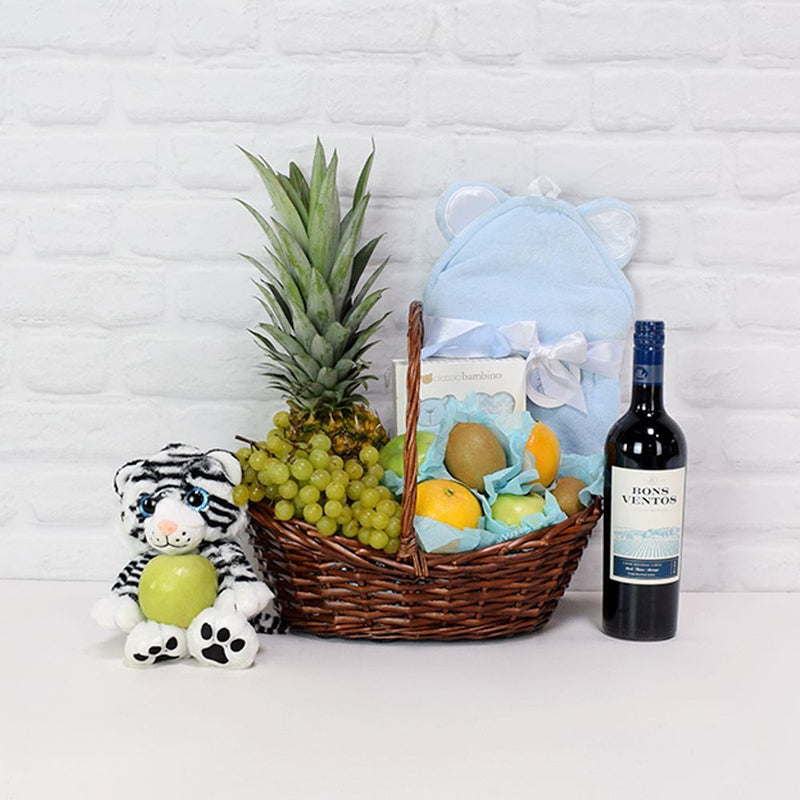 Little One’s Precious Arrival Wine & Fruit Gift Basket from New York City Baskets - New York City Delivery