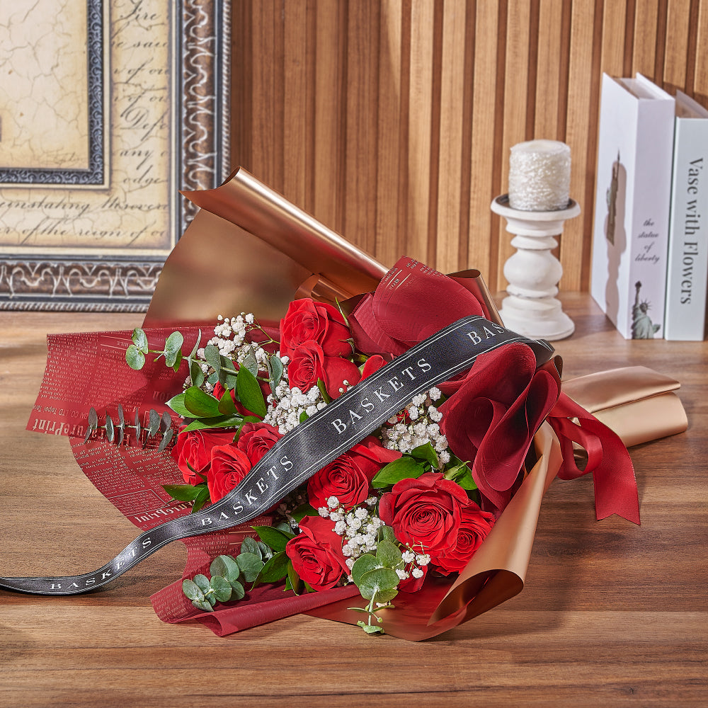 Gilded Romance Red Rose Bouquet, rose gift, rose, bouquet gift, bouquet, flower gift, flower, New York City delivery