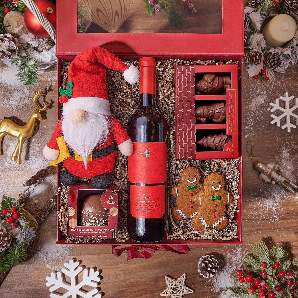 Gingerbread Man &amp; Wine Gift Set, wine gift, wine, chocolate gift, chocolate, christmas gift, christmas, New York delivery