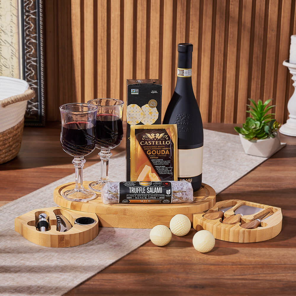 Golf Course Gourmet Wine Gift Board, golf gift, golf, wine gift, wine, charcuterie gift, charcuterie, New York City delivery