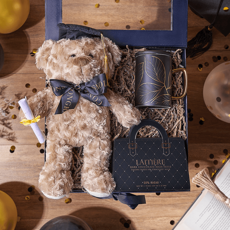Best Wishes Graduate Teddy Bear Gift Box, chocolate gift, chocolate, graduation gift, graduation, New York City delivery
