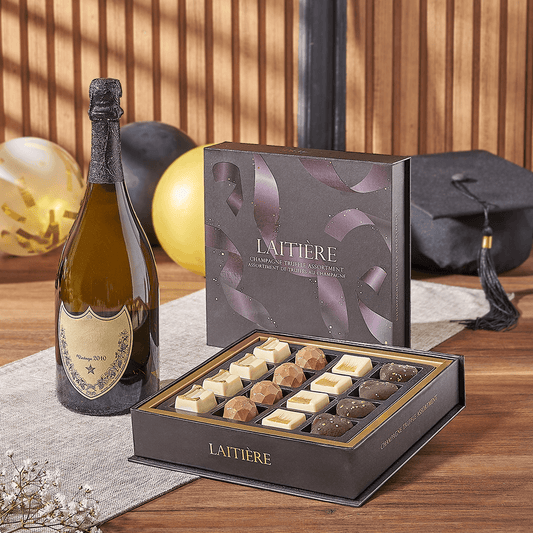 Graduation Champagne & Truffle Gift, graduation gift, graduation, champagne gift, champagne, sparkling wine gift, sparkling wine, chocolate gift, chocolate, New York City delivery
