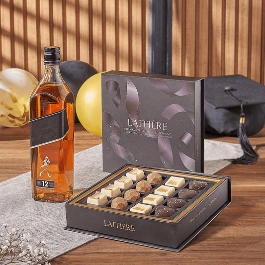 Graduation Spirits & Truffle Gift, graduation gift, graduation, liquor gift, liquor, chocolate gift, chocolate, New York CIty delivery