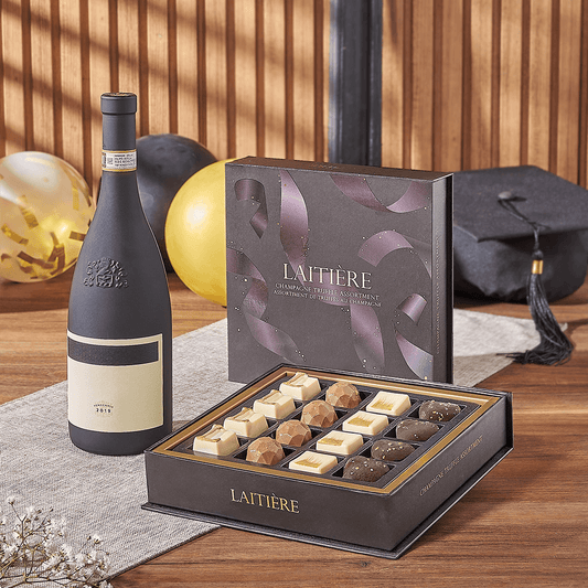 Graduation Wine & Truffle Gift, graduation gift, graduation, wine gift, wine, chocolate gift, chocolate, New York City delivery