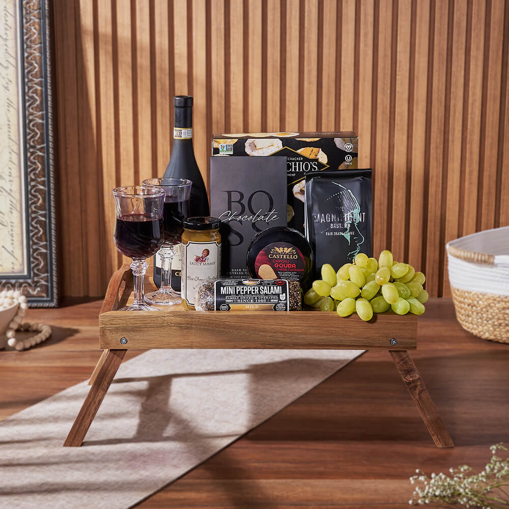 The Vineyard Gourmet Wine Gift Tray, wine gift, wine, charcuterie gift, charcuterie, New York City delivery