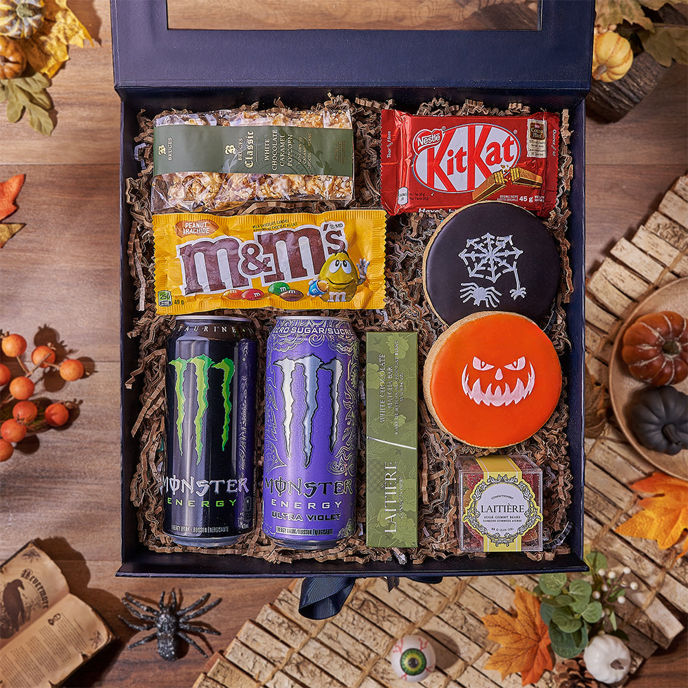 Halloween Monster Munch Gift Box, halloween gift, halloween, candy gift, candy, energy drink gift, energy drink, New York delivery