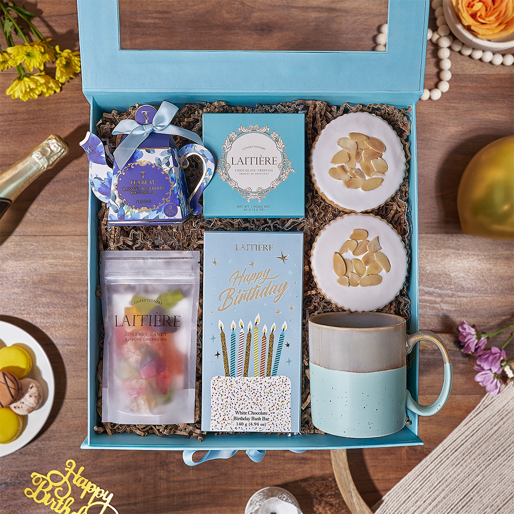 Happy Birthday Tea Time Gift Box, tea gift, tea, chocolate gift, chocolate, birthday gift, birthday, New York delivery