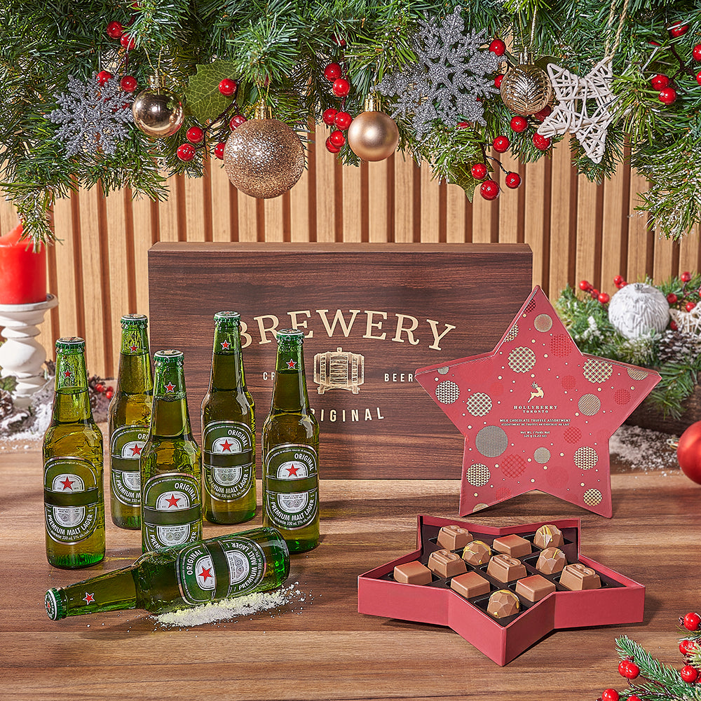 Holiday Beer and Chocolate Gift Box – how the gift is presented