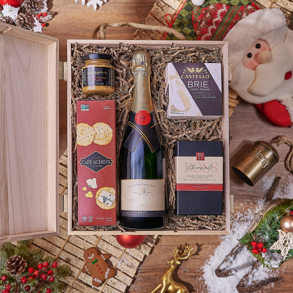 Sparkling Wine with Brie Box – how the gift is presented