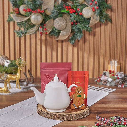 Holiday Tea & Cookies Gift Basket, tea gift, tea, cookie gift, cookie, Christmas gift, christmas, New York City delivery