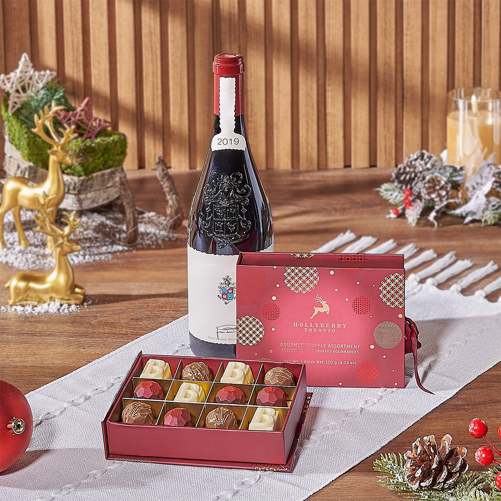 Holiday Wine Truffle Sampler Set, wine gift, wine, christmas gift, christmas, chocolate gift, chocolate, New York City delivery