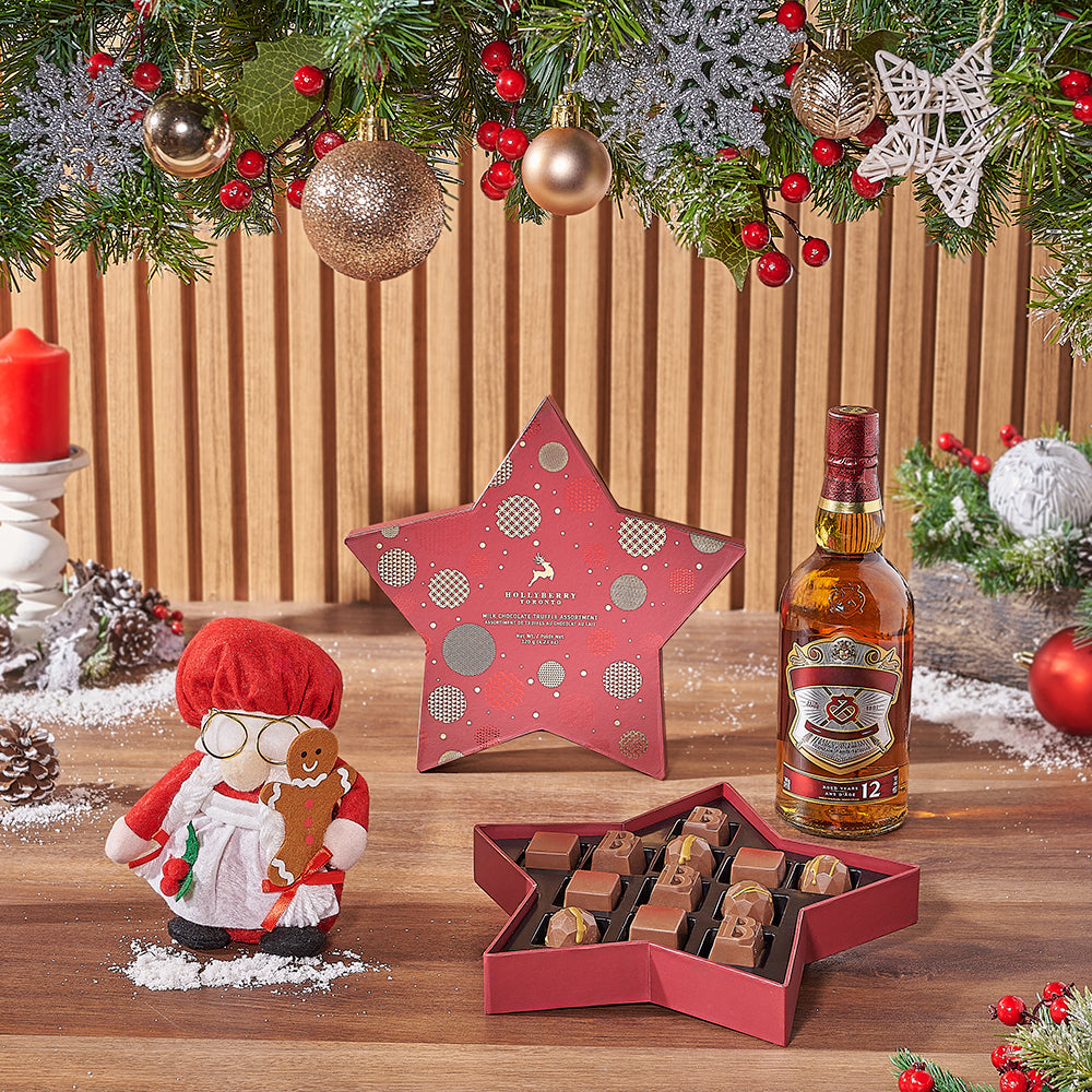 Whiskey Wishes Christmas Plush Gift, christmas gift, christmas, liquor gift, liquor, chocolate gift, chocolate, New York City delivery