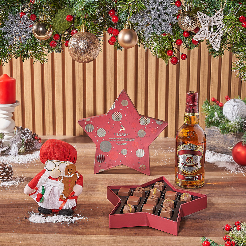 Whiskey Wishes Christmas Plush Gift, christmas gift, christmas, liquor gift, liquor, chocolate gift, chocolate, New York City delivery