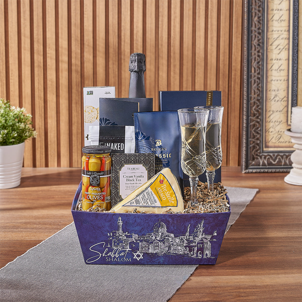 Kosher Champagne &amp; Cheese Basket from New York City Baskets - Champagne Gift Set - New York City Delivery