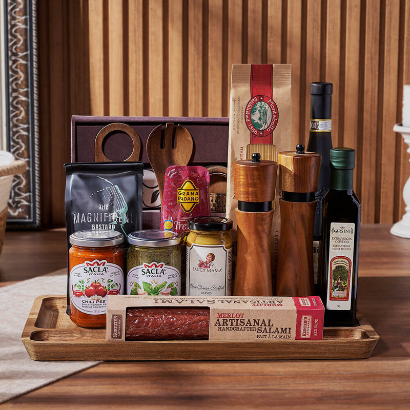 A Mediterranean Pantry & Wine Gift Basket from New York City Baskets - Wine Gift Set - New York City Delivery