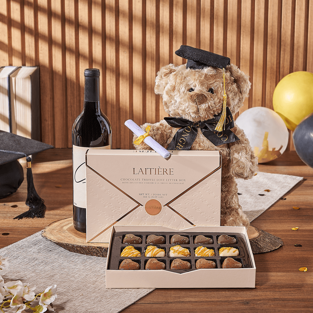 With Love for the Graduate Wine Gift, graduation gift, graduation, wine gift, wine, chocolate gift, chocolate, New York City delivery