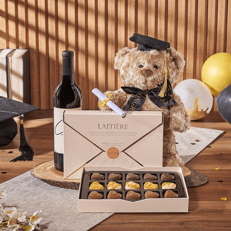 With Love for the Graduate Wine Gift, graduation gift, graduation, wine gift, wine, chocolate gift, chocolate, New York City delivery