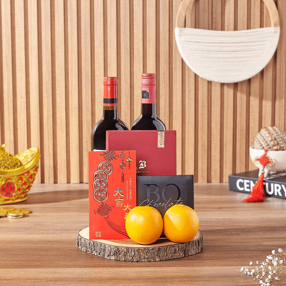 Lunar New Year Blessings Wine Duo Gift, wine gift, wine, chinese new year gift, chinese new year, lunar new year gift, lunar new year, New York City delivery