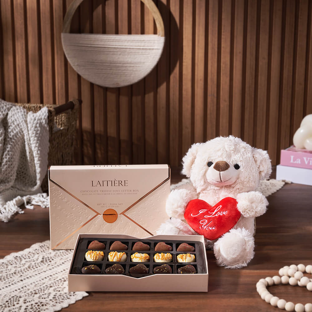 Luxury Truffle & Bear Gift Set, chocolate gift, chocolate, bear gift, bear, New York City delivery