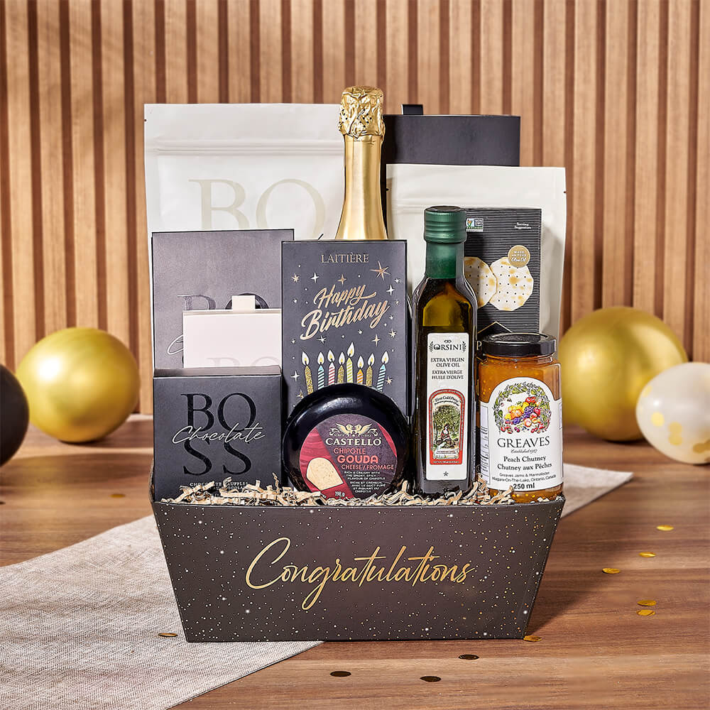 Make a Wish Birthday Champagne Gift Basket, champagne gift, champagne, sparkling wine gift, sparkling wine, chocolate gift, chocolate, New York City delivery