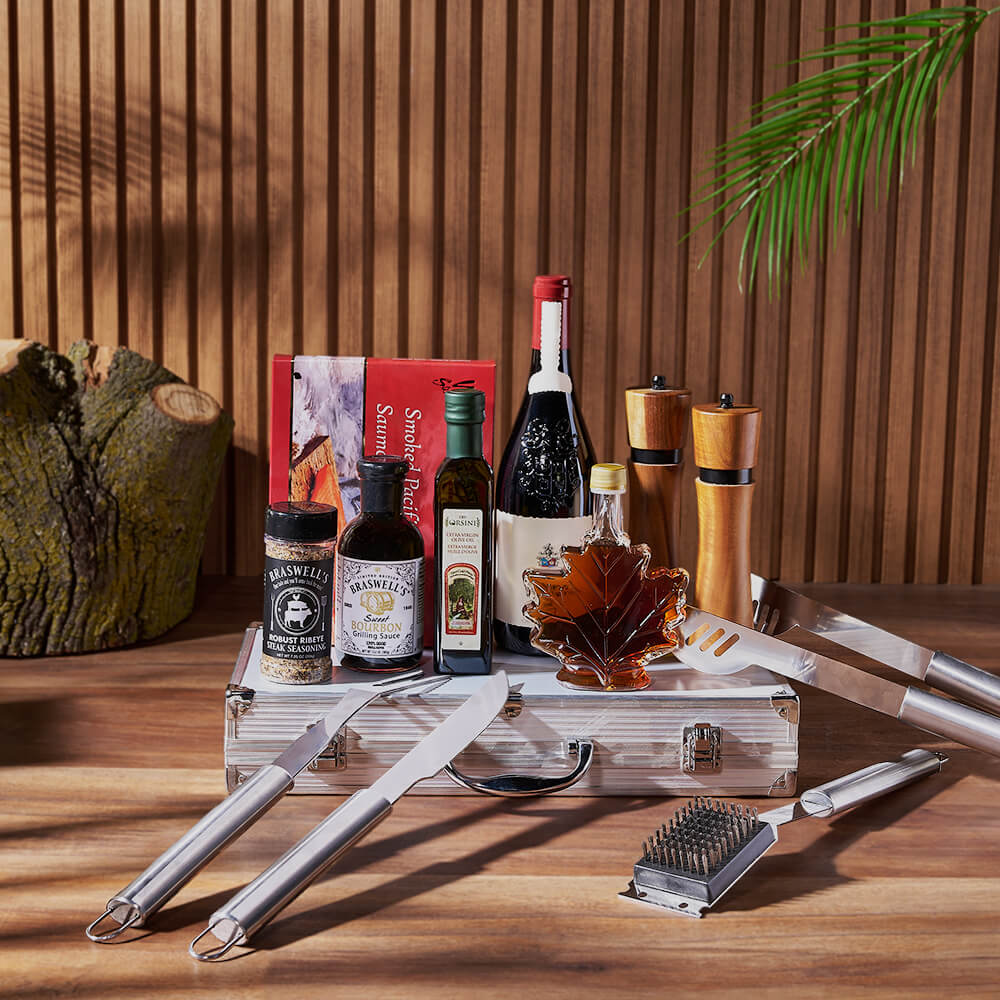 Mediterranean Grilling Gift Set with Wine - New York City Baskets- New York City Delivery