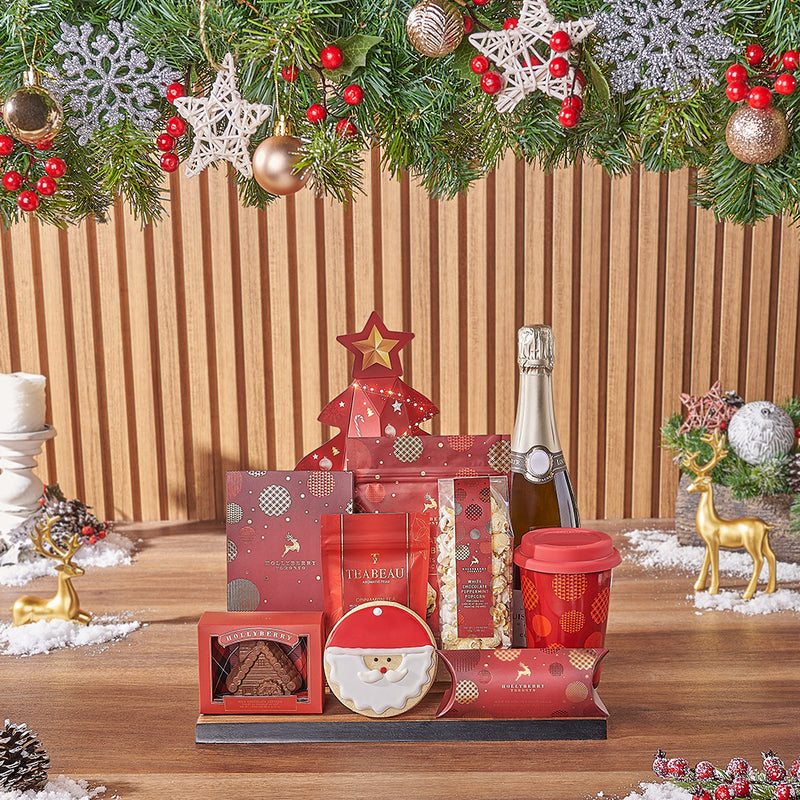 Christmas Wishes Sparkling Wine Gift Set, christmas gift, christmas, holiday gift, holiday, champagne gift, champagne, chocolate gift, chocolate, New York City delivery