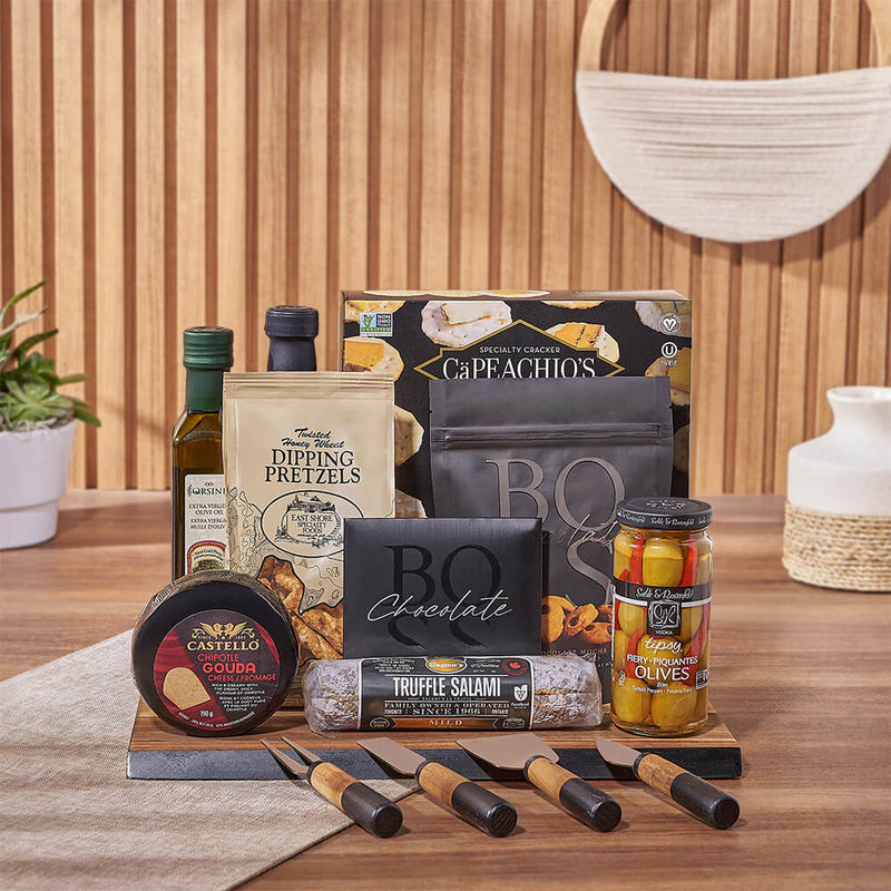 The Gourmet Specialties Gift Board, gourmet gift, gourmet, cheese board gift, cheese board, charcuterie gift, charcuterie, New York City delivery