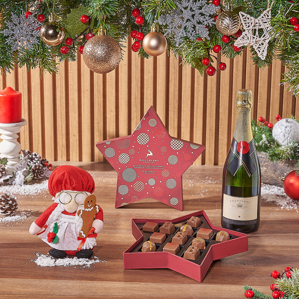Christmas Champagne &amp; Chocolate Bliss Gift, Christmas, chocolate gift, chocolate, New York City delivery