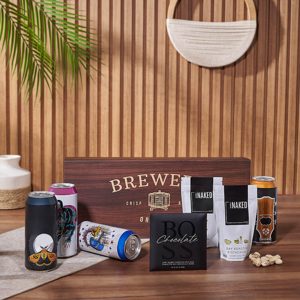 The Crafted Brew & Snack Collection, beer gift, beer, nuts gift, nuts, chocolate gift, chocolate, New York City delivery