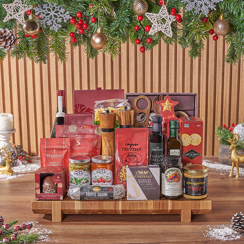 Holiday Grandeur Wine & Gourmet Gift Board, wine gift, wine, chocolate gift, chocolate, cookie gift, cookie, wine gift, wine, christmas gift, christmas, New York City delivery