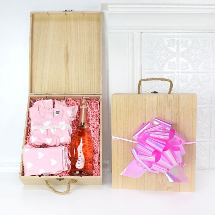 Champagne Baby Girl Dress Crate – how the gift is presented