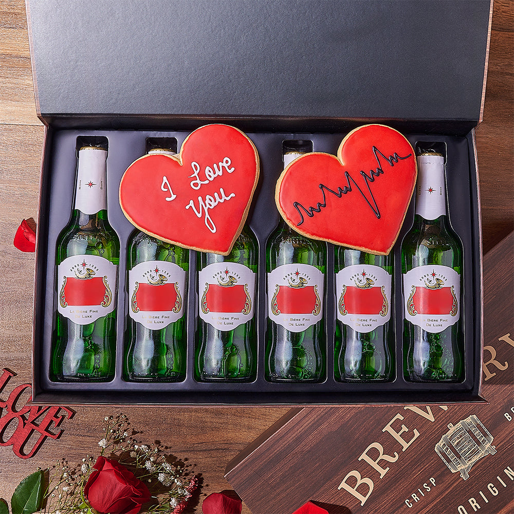 Valentine's Heartstrings Beer Gift Box, beer gift, beer, valentines day gift, valentines day, cookie gift, cookie, New York City delivery