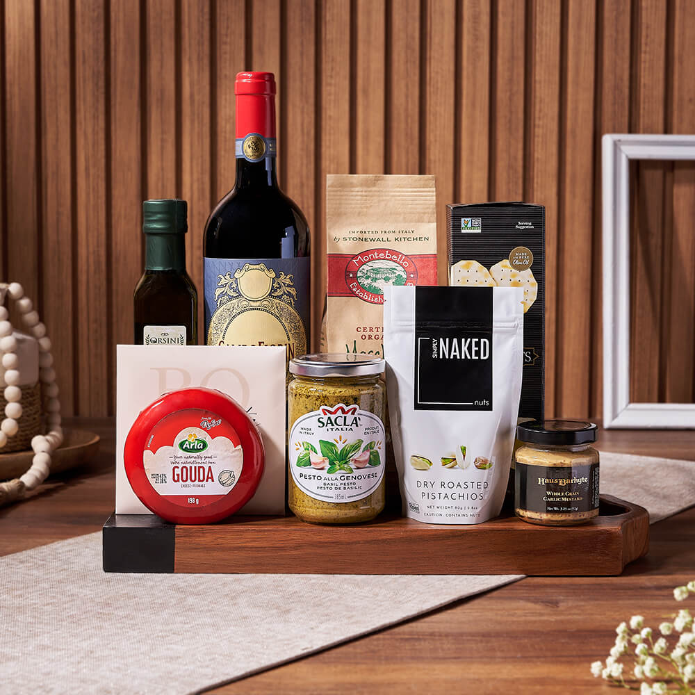 The Italian Table Wine & Gourmet Gift Basket, wine gift, wine, pasta gift, pasta, cheese gift, cheese, New York City delivery