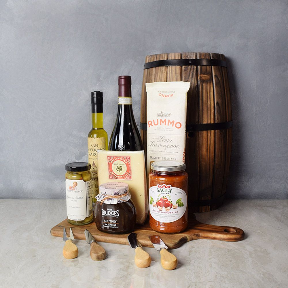 Pasta, Chutney &amp; Wine Gift Set From New York City Baskets - New York City Delivery