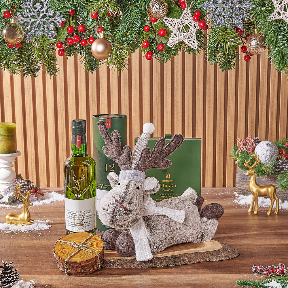 Reindeer’s Holiday Night Out &amp; Spirits Gift Set, liquor gift, liquor, chocolate gift, chocolate, christmas gift, christmas, New York City delivery