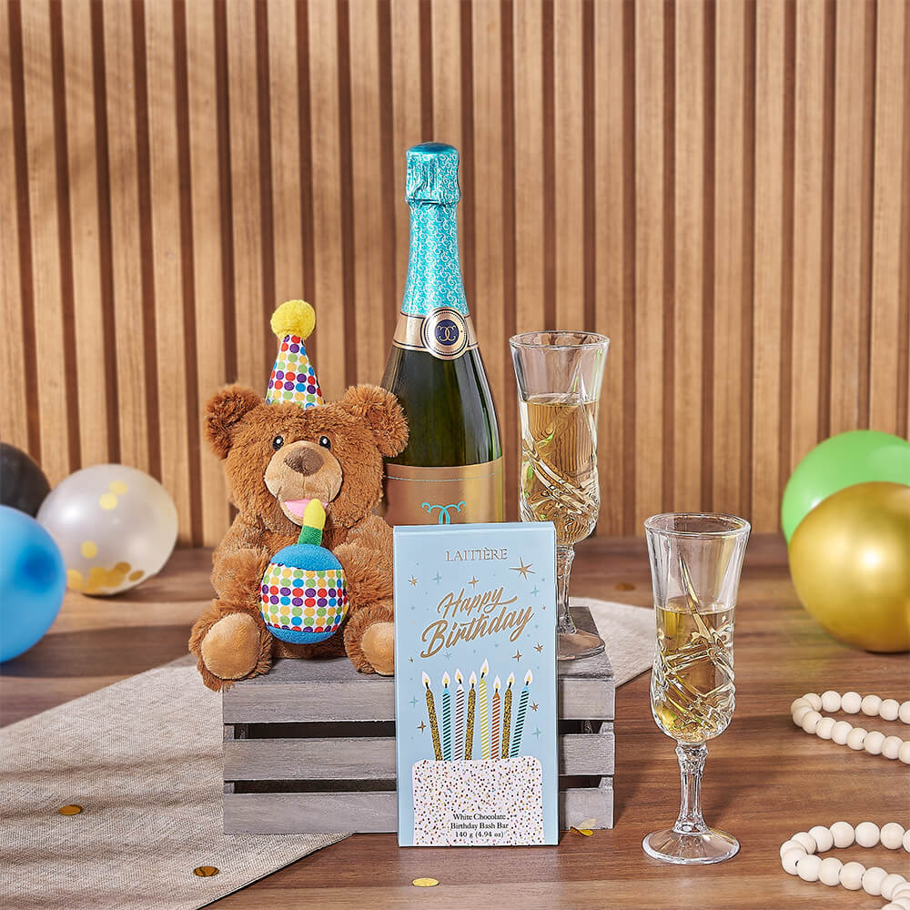 Pop the Champagne Birthday Gift Set, champagne gift, champagne, sparkling wine gift, sparkling wine, birthday gift, birthday, New York City delivery