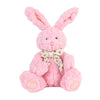 Posh Dusty Rose Pointy eared Bunny wears a pink and cream polka-dotted bow around her neck. Super soft and ready for cute cuddles and snuggles. This posh bunny has pink coloured fur and is 9" tall from New York City Baskets - New York City Delivery