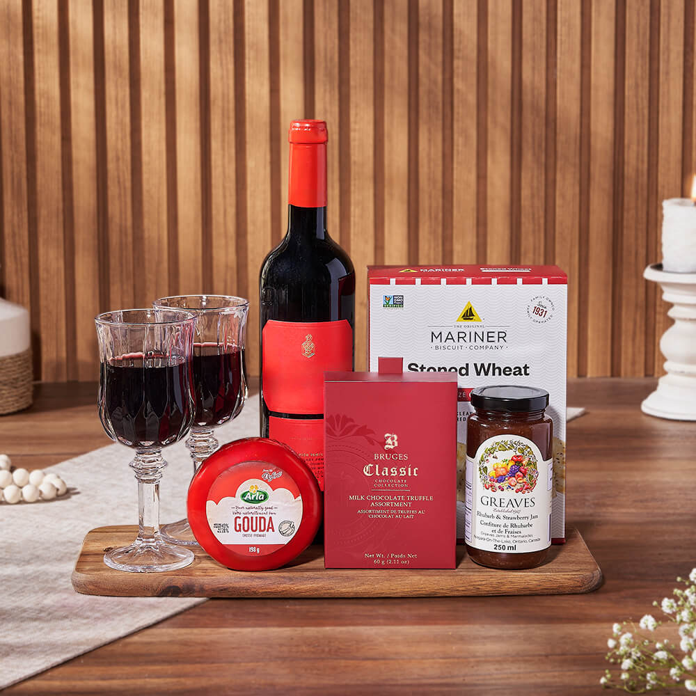The Vineyard Pantry Wine Gift Set, wine gift, wine, cheese gift, cheese, New York City delivery