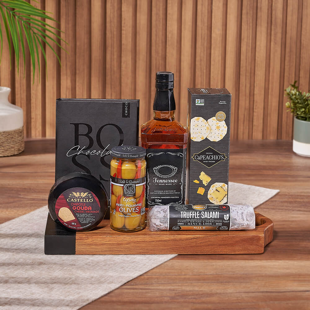 Salami, Cheese &amp; Liquor Board, liquor gift, liquor, charcuterie gift, charcuterie, New York City delivery